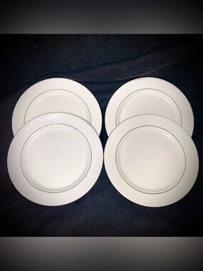 Gibson Everyday White 7” Salad Plates (2) Double Platinum Band
